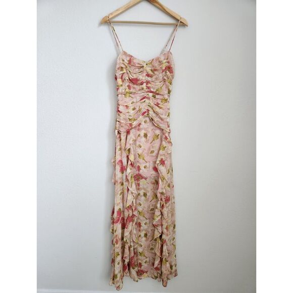 ASTR the Label Floral Ruched Ruffle Midi Dress | Size S - Picture 1 of 7